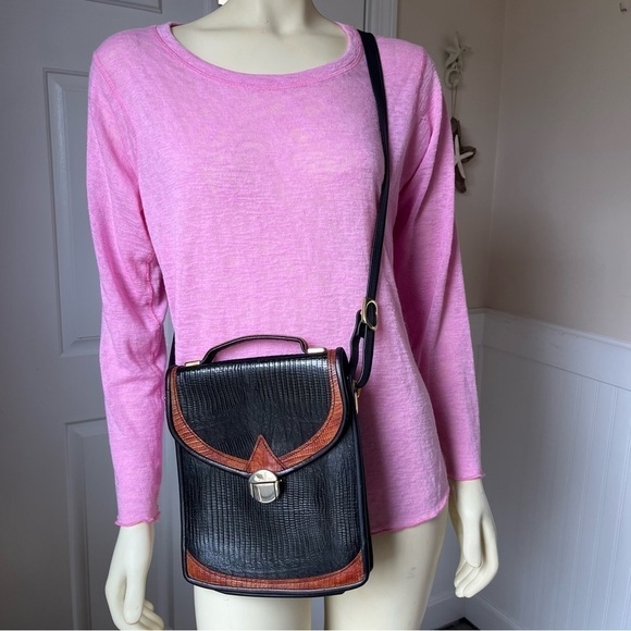 vintage D Brev Alligator Leather black & rust brown Crossbody - Picture 13 of 13